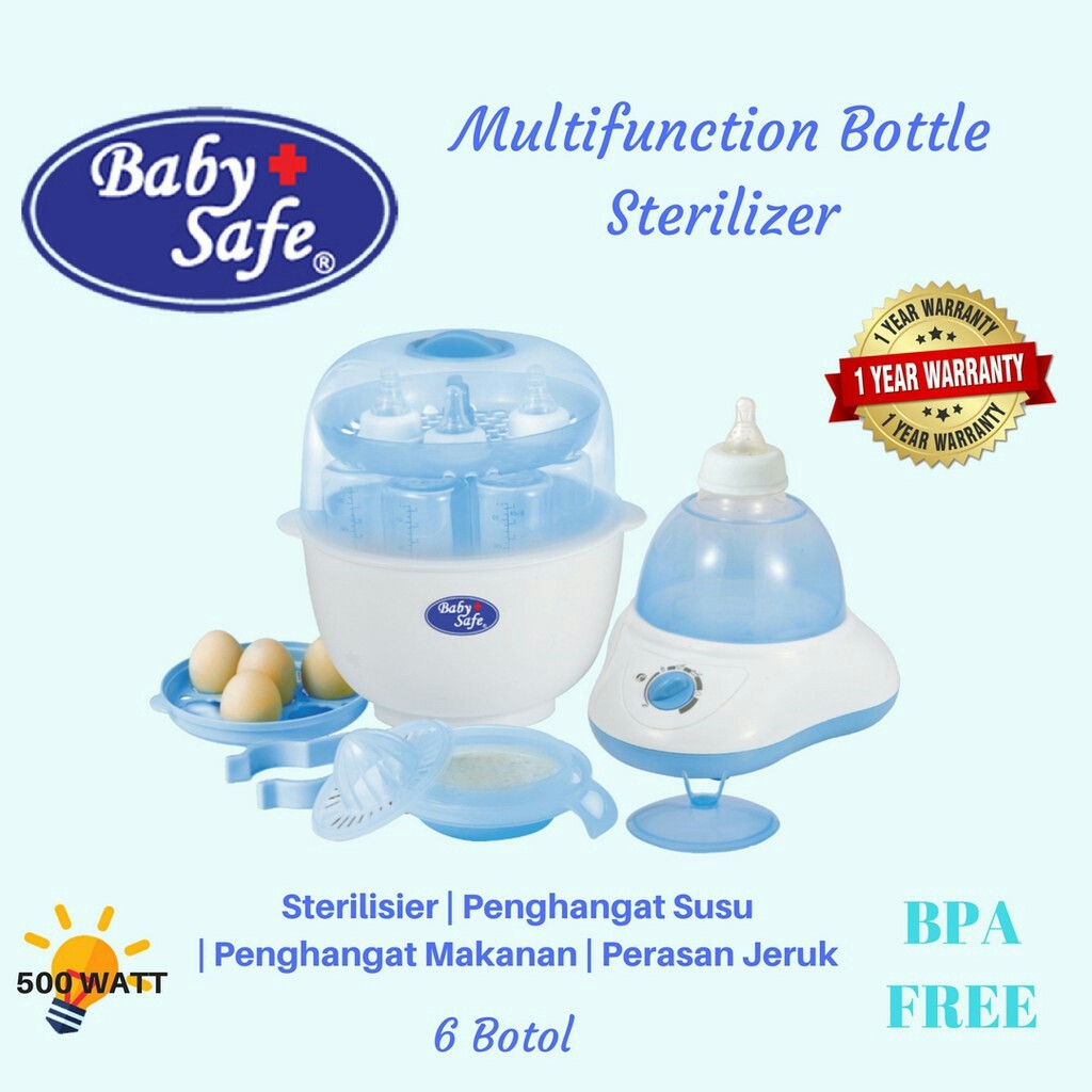 Baby Safe Multi Function Bottle Sterilizer 6 Botol Susu Bayi LB309 Garansi Resmi 1th