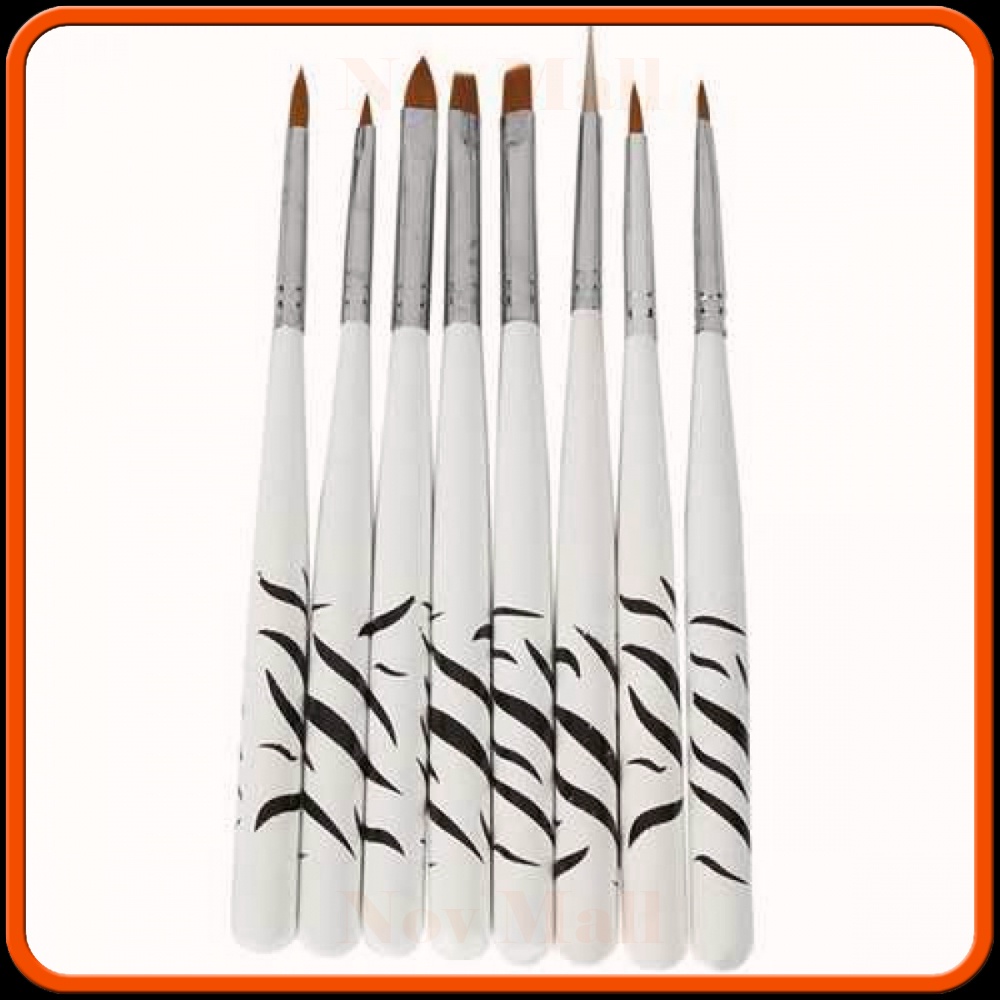 Brush Kutek Kuku Zebra Nail Art 8 PCS