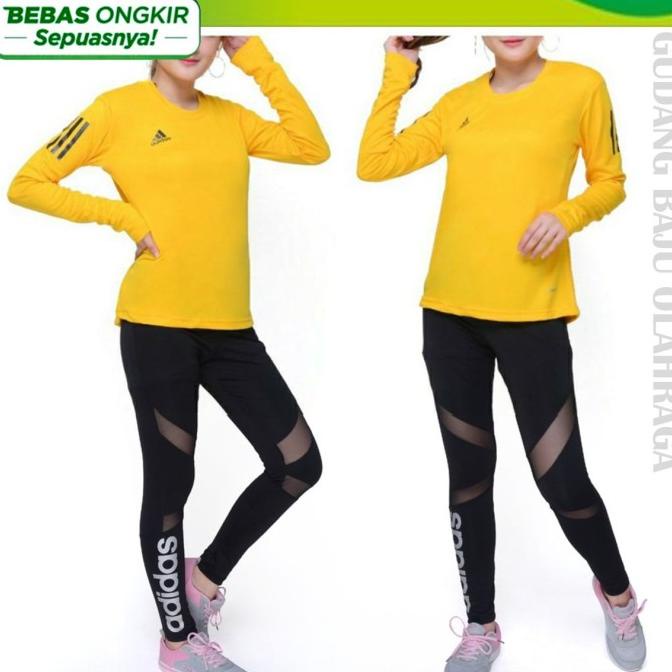 Kaos Dry Fit Thumbhole kaos olahraga cewek lengan panjang adidas