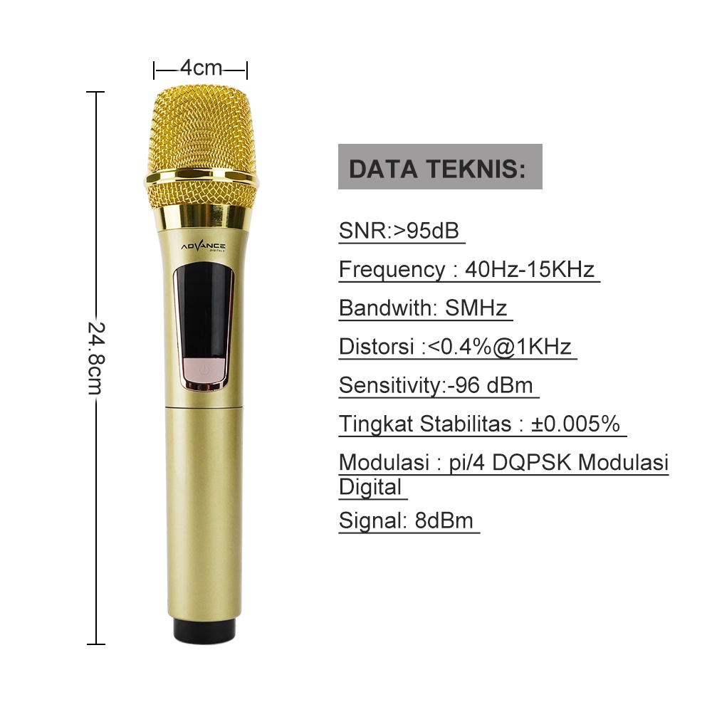 Advance  Microphone Profesional Mic Wireless MIC-103 Garansi 1 tahun