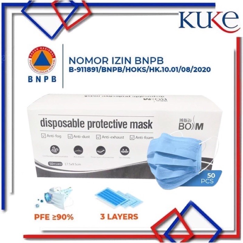 

KUKE FACEMASK 3PLY 1 BOX ISI 50 PCS