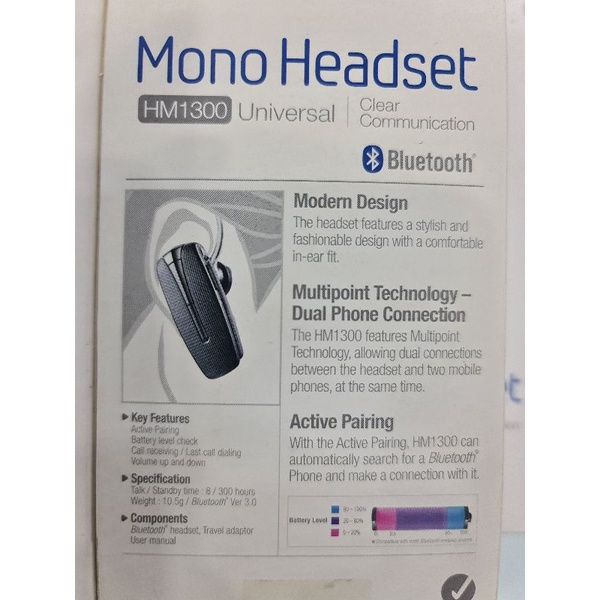 Bluetooth Samsung Mono HM 1300 Original Samsung Indonesia SEIN