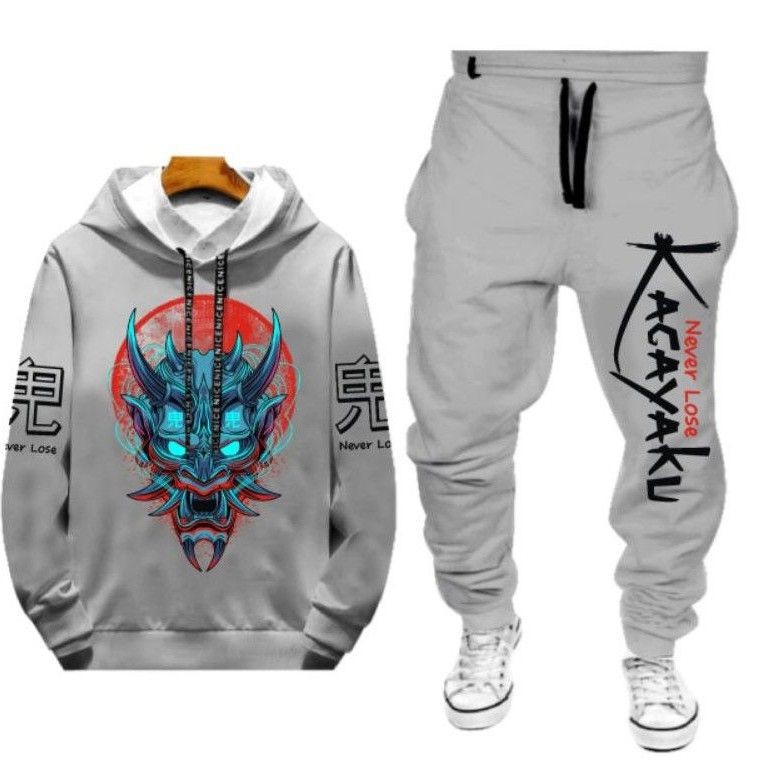 N_S Stelan Pria/Wanita 1Set Hoodie Panjang+Celana Jogger YaKuZa//Yametekudasai