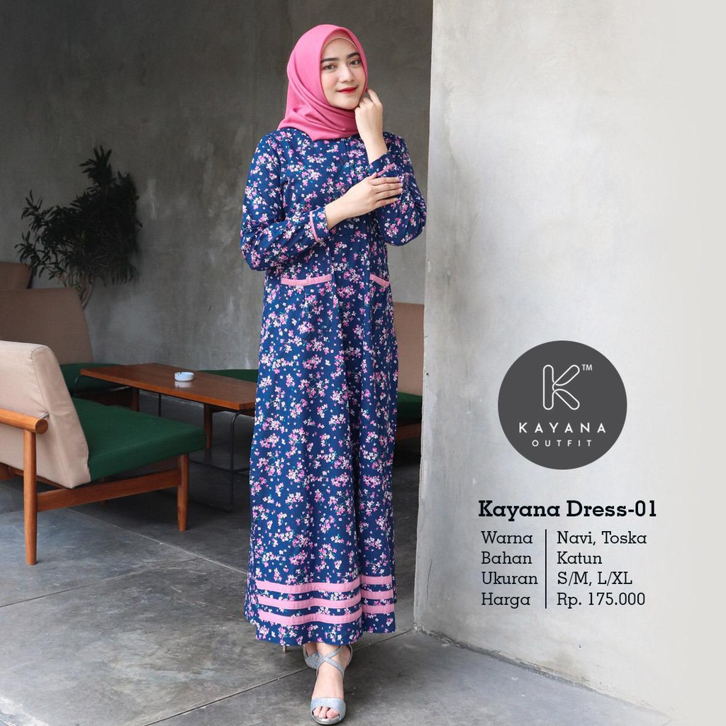 Zenitha - Kayana Dress 01 Gamis Motif Bunga Korean Style Original