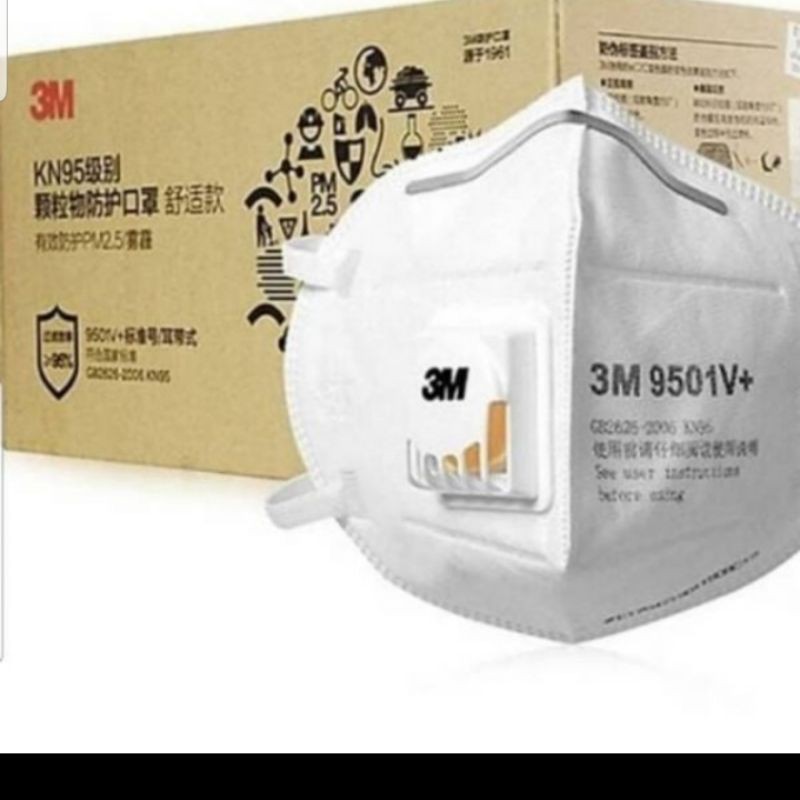 MASKER 3M KN95 N95 9501V+ ORIGINAL 100% WITH BOX. 1 BOX ISI 25 PCS