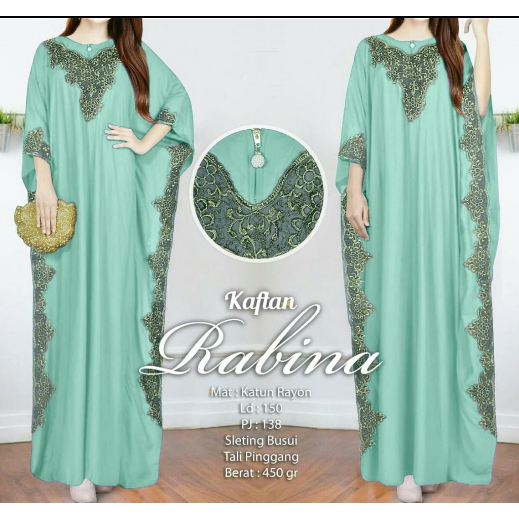 [ARFK] Kaftan Rabina / Baju Kaftan Lebaran / Kaftan Jumbo XXXL / Gamis Wanita Muslim Kaftan Mewah