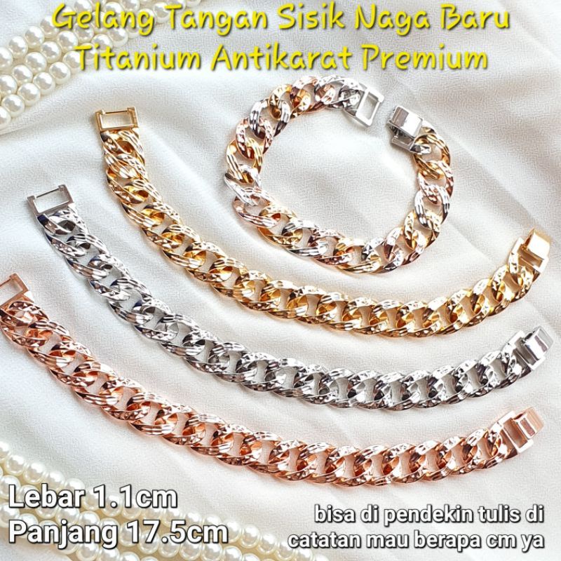 Gelang Tangan Rantai Sisik Naga Baru Titanium Asli