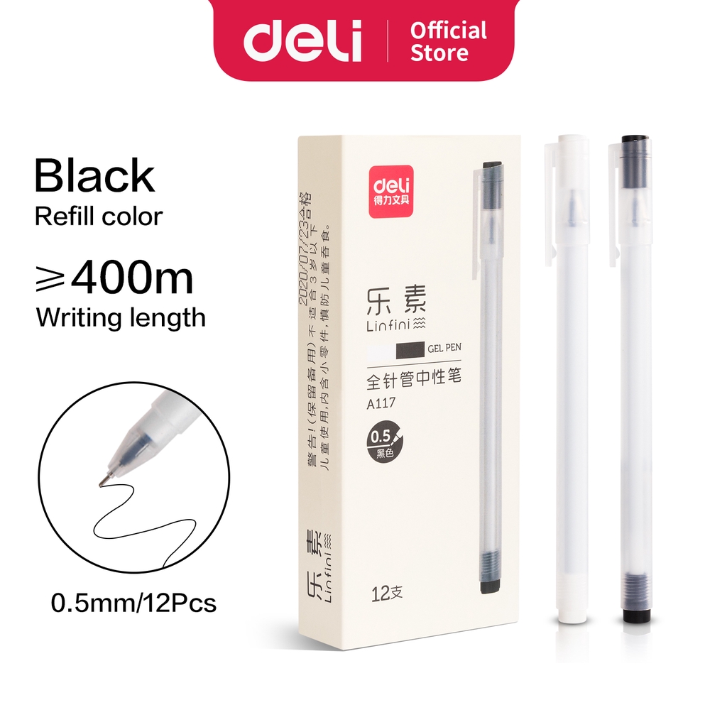 

Deli Gel Pen Pulpen Gel warna Hitam 0.38mm 0.5mm