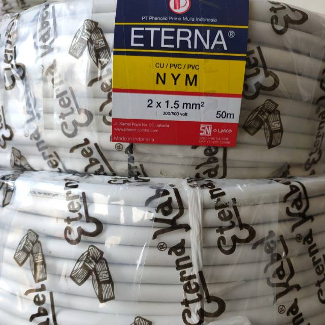 Kabel NYM Eterna 2x1.5 50Meter Full + Bonus Klem Kabel