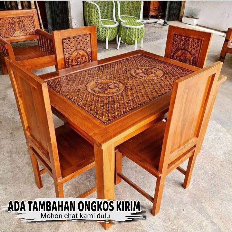Meja makan minimalis jati kursi makan jati meja kursi makan k4 minimalis finishing melamin produk te