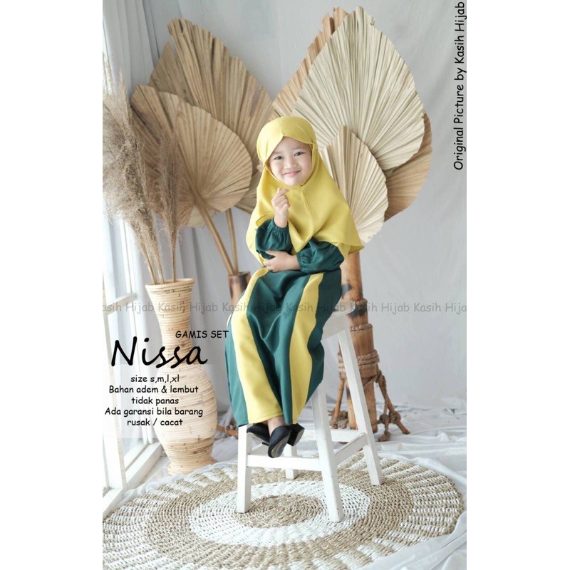 gamis anak perempuan “nissa”/gamis anak + kerudung anak 2-11tahun by kasihhijab