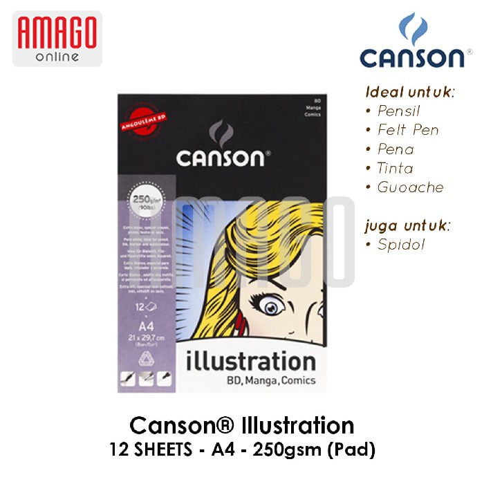 CANSON Illustration - 12 sheets - A4 - 250G (Pad) - 200387200