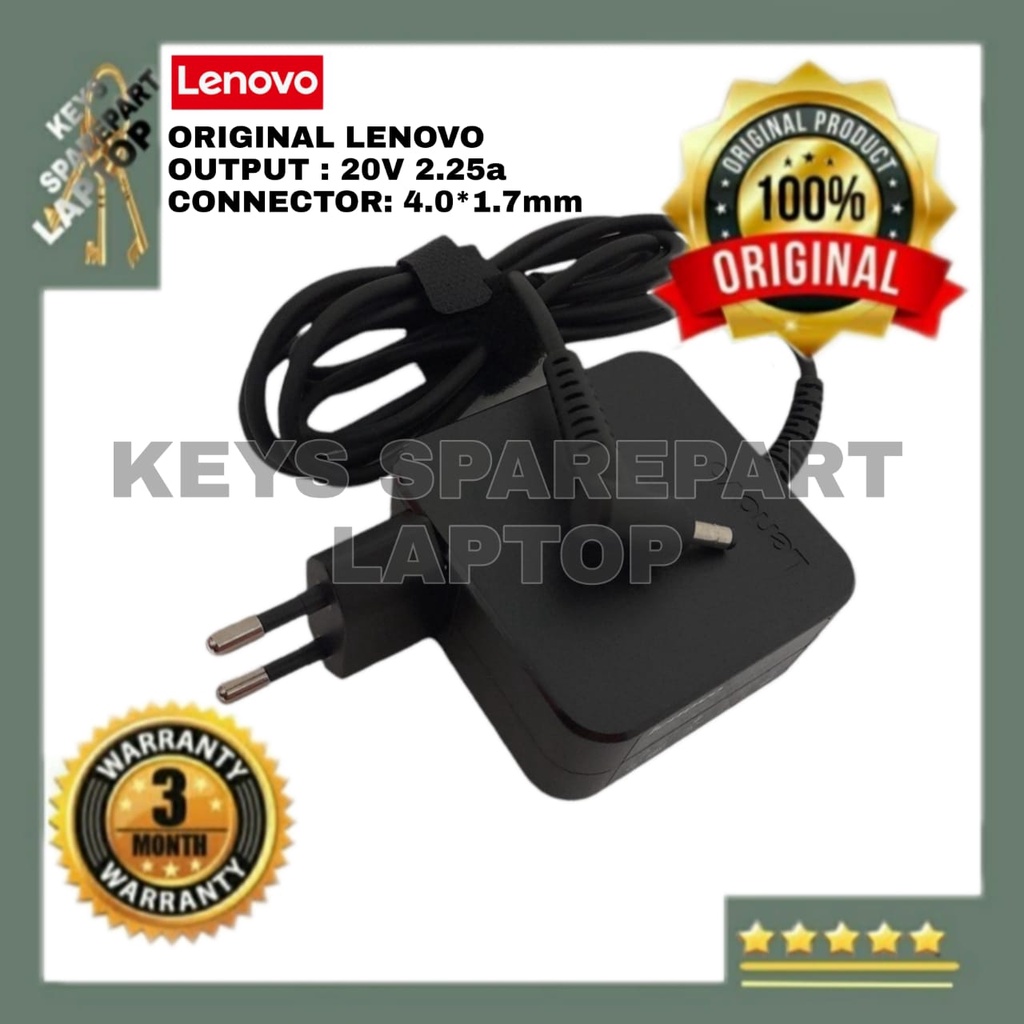 ADAPTOR CHARGER CASAN LAPTOP IDEAPAD LENOVO 20V 2.25 4.0 1.7MM KOTAK COLOK KEClL ORIGINAL 110 110S 110S-11 110S-11IBR 100 100-15 100-15IBY 100-15IBD PA-1450-55LU ADL45WCG ADP-45DW 100s 100S-14IBR 100S-14IBY 110-14ISK 120S-11 120S-11IAP