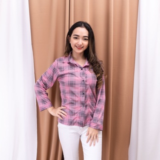 SF - Kemeja Guilen Oversize Shirt / Guilen Oversize Shirt | Bahan Katun Kotak Yandeth Fit XL-PINK SPANDEX
