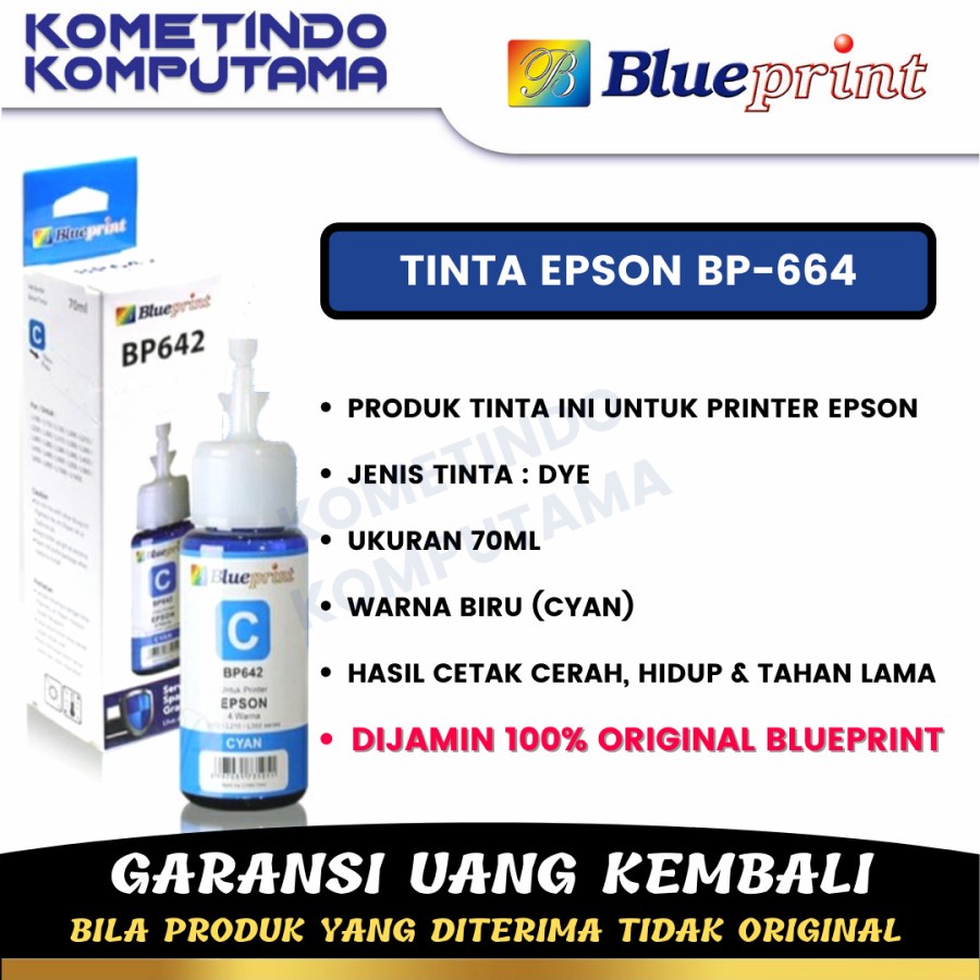 T664 CYAN BLUEPRINT 70ML TINTA BOTOL EPSON ORIGINAL 100% T 664