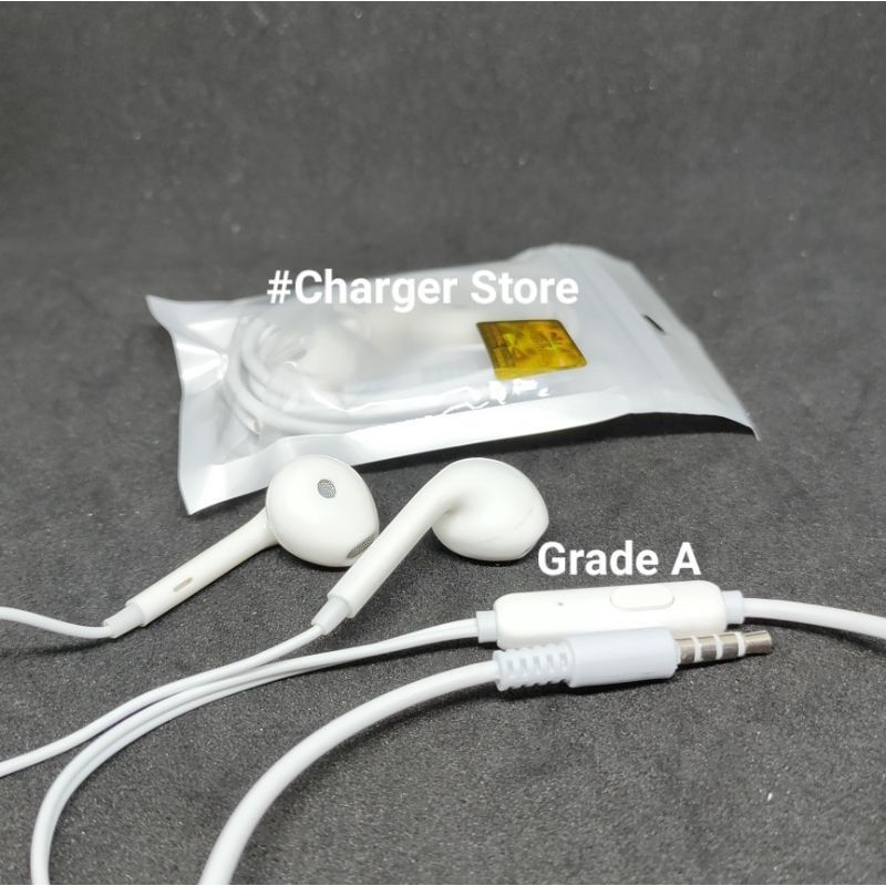 Headset Oppo Original 100% Handsfree Earphone Oppo Mic + Tombol On Off Support Semua Hp Oppo 3.5mm