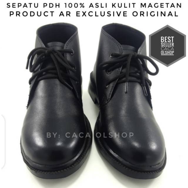 AR Exclusive Original Sepatu PDH Tali Hitam Dove 100% Kulit Asli TNI POLRI Satpam Security Paskibra