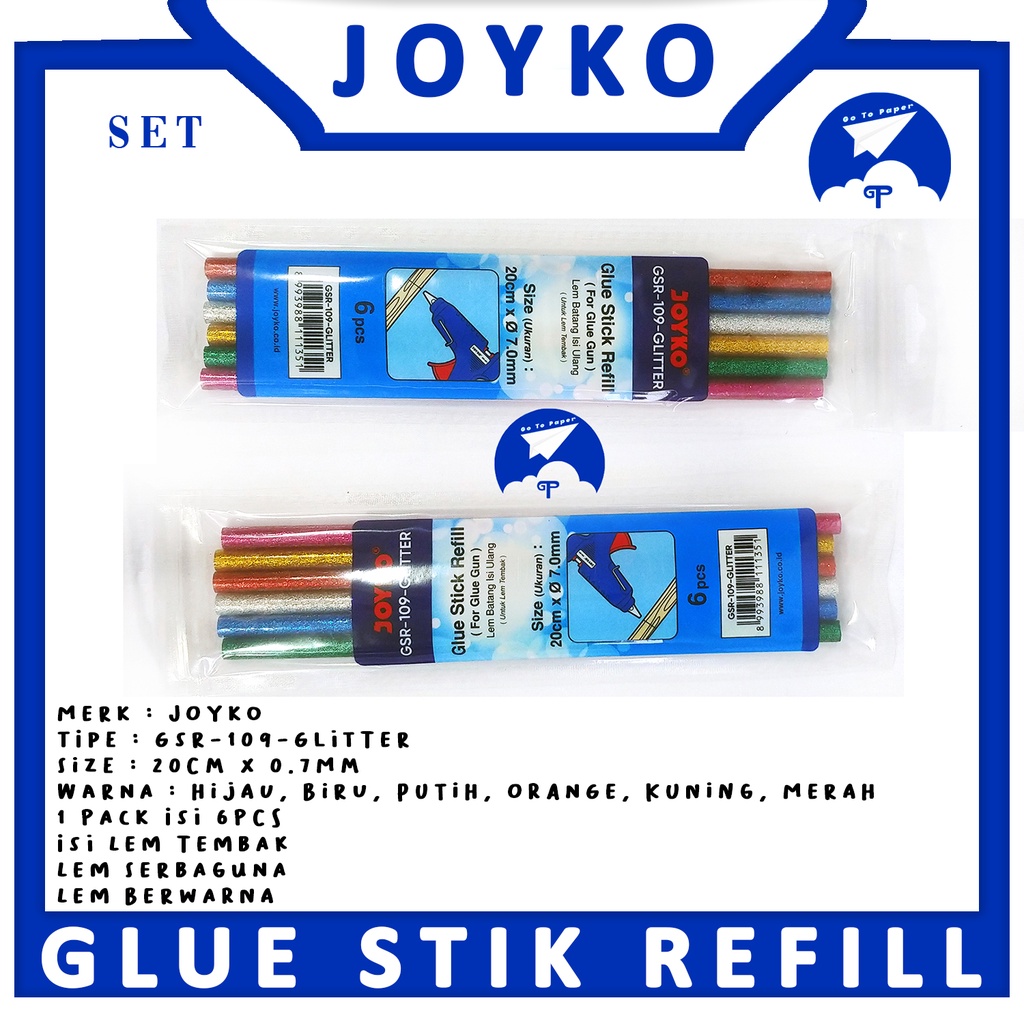 

ISI LEM TEMBAK/ GLUE STICK REFILL MERK JOYKO GSR-109 GLITTER [ PACK ]