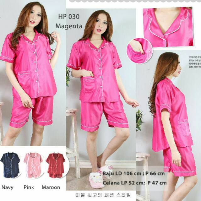 Grosir Baju Tidur Piyama Hotpants Bahan Satin Halus