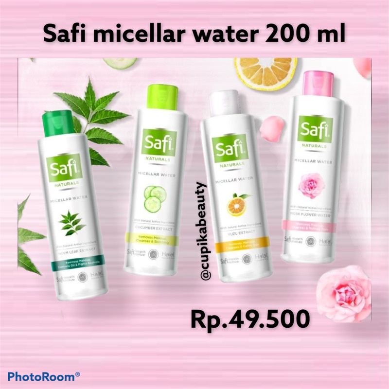 ie.x [ 200 ml ] safi micellar water 200 ml -- pembersih make up safi -- pembersih dan penyegar safi