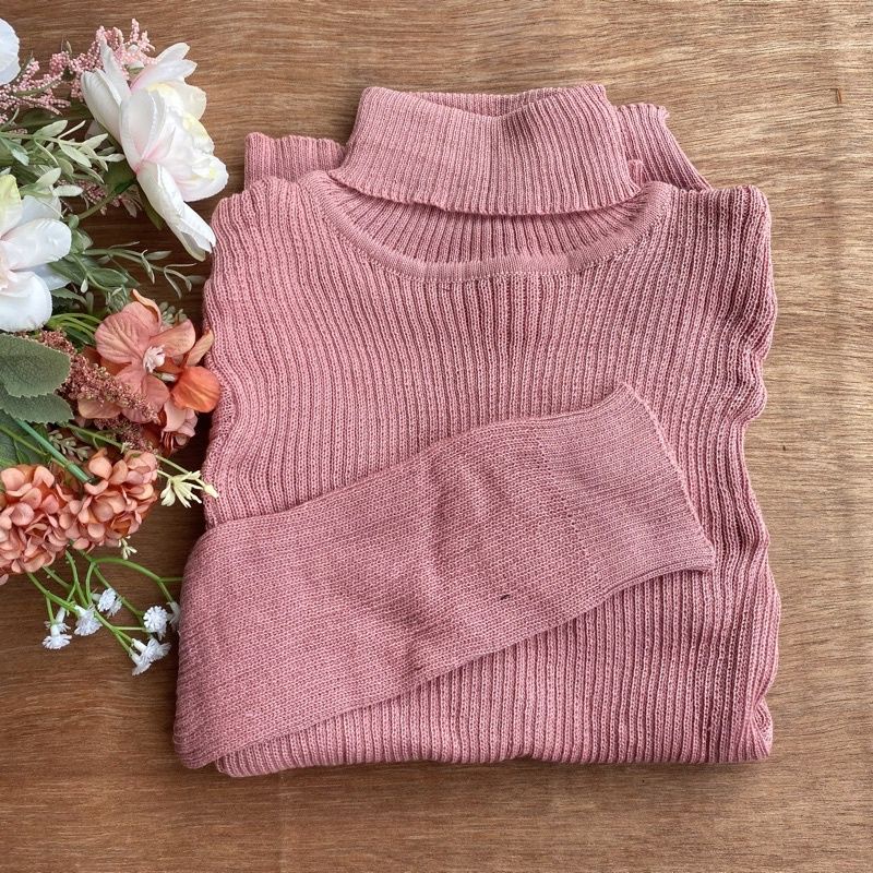 DAISY SALUR CURLY  INER RAJUT KNIT TURTLENECK POLOS WANITA