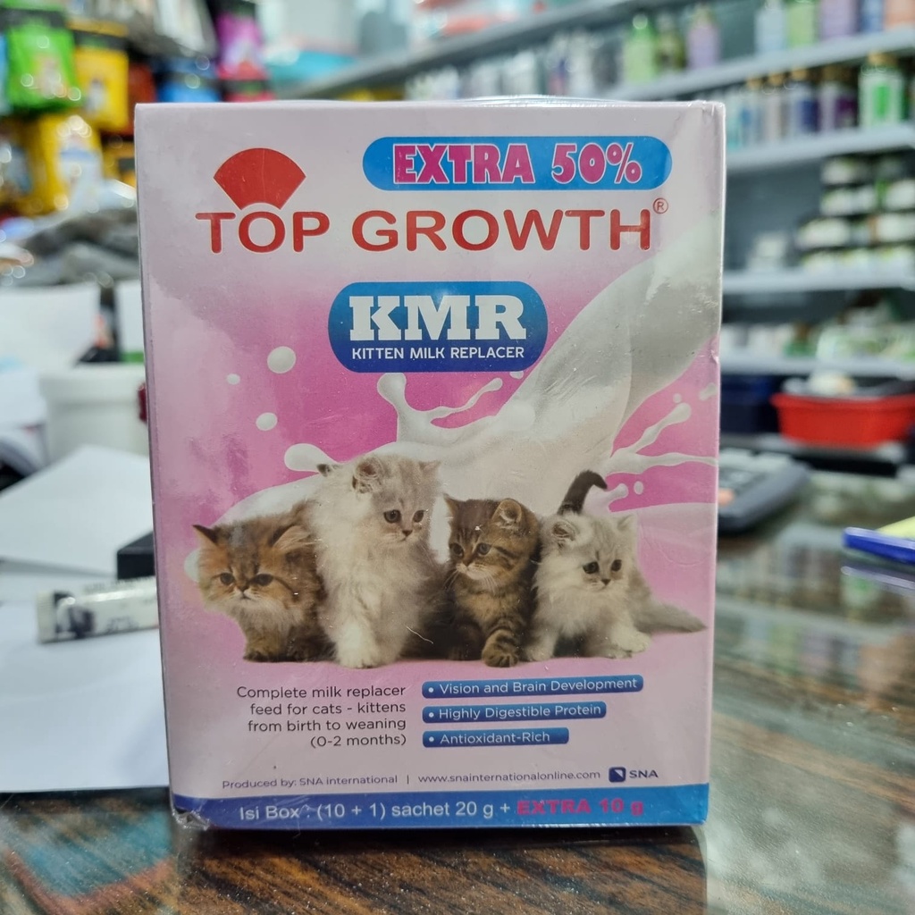 Top Growth Kitten Milk Susu Anak Kucing 1 BOX isi 10 bungkus x 30Gram