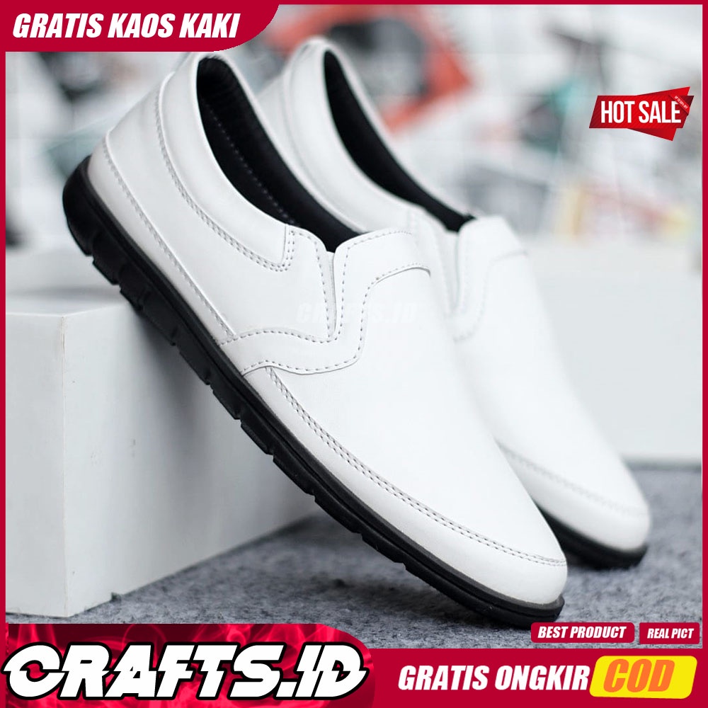 CRAFTS X KAIJIN Sepatu Casual Formal Kulit Syntetic Slip On Slop Original Antislip Kerja Kantor Kasual Pria Cowok