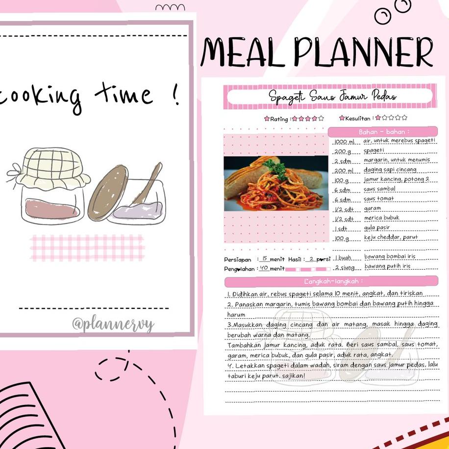 

ヹ WEEKLY MEAL PLANNER PINK UANG PLANNER REFILL BINDER ⇞