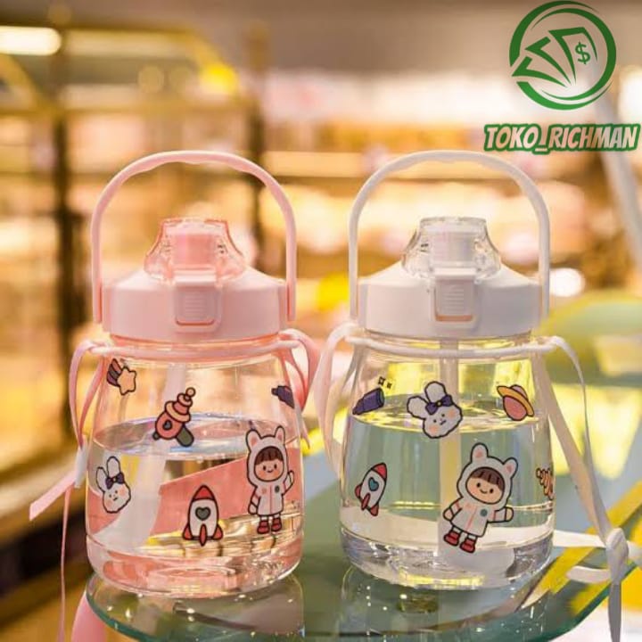 Botol Minum 1300ml Botol Gemoy Bening Transparan Free Sticker Premium