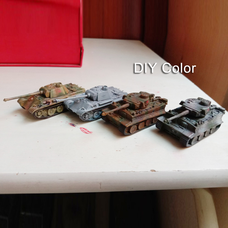 4Pcs Mainan Model Tank Tempur Tiger Panther Jerman Mini 4D Dengan Bola Baja 1 / 144