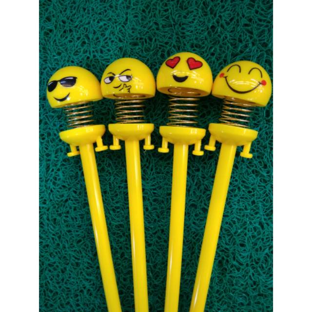 

Pulpen gel ring karakter emotikon/emoji menggemaskan isi 12 pcs