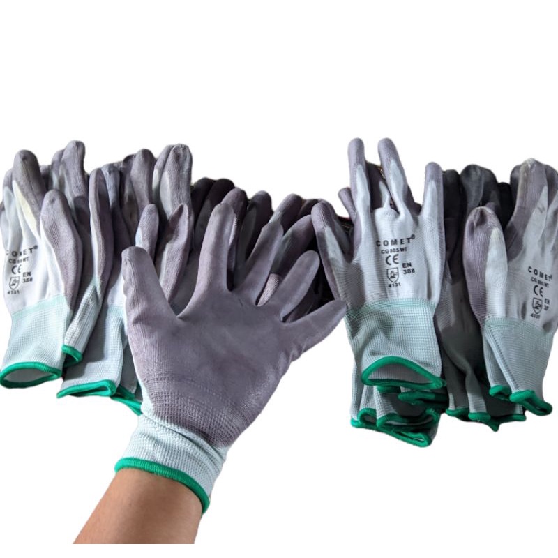 12 Pasang sarung tangan comet lapis karet daur ulang, merk comet lromaster shima sarung tangan serbaguna pekerja kerras/proyek