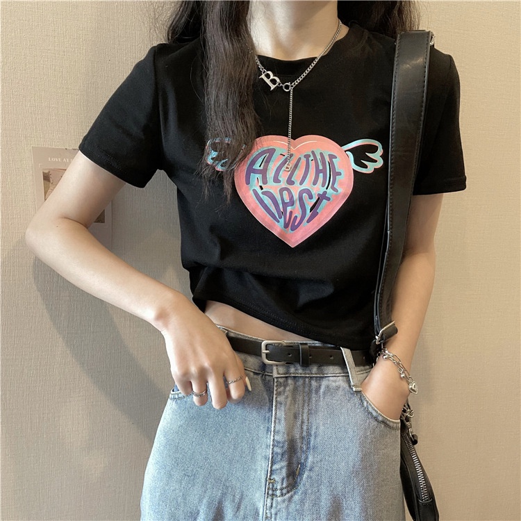 [littlecrab] Kaos Crop Wanita All The Best Atasan Wanita Trend Kekinian Atasan Korea Korean Style