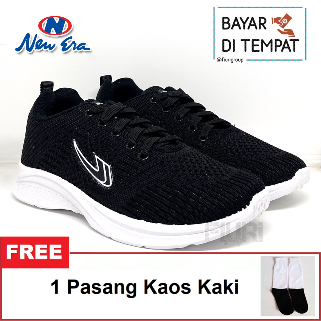 FIURI - NEW ERA Original - ALPHARD 39-43 Full Hitam- Sepatu Kets Pria - Sepatu Sneakers Pria - Sepatu Olahraga Sport Pria - Sepatu Casual Kanvas - Sepatu Jogging Lari Fitness Gym Senam Pria - Sepatu Sekolah Bertali SMP SMA