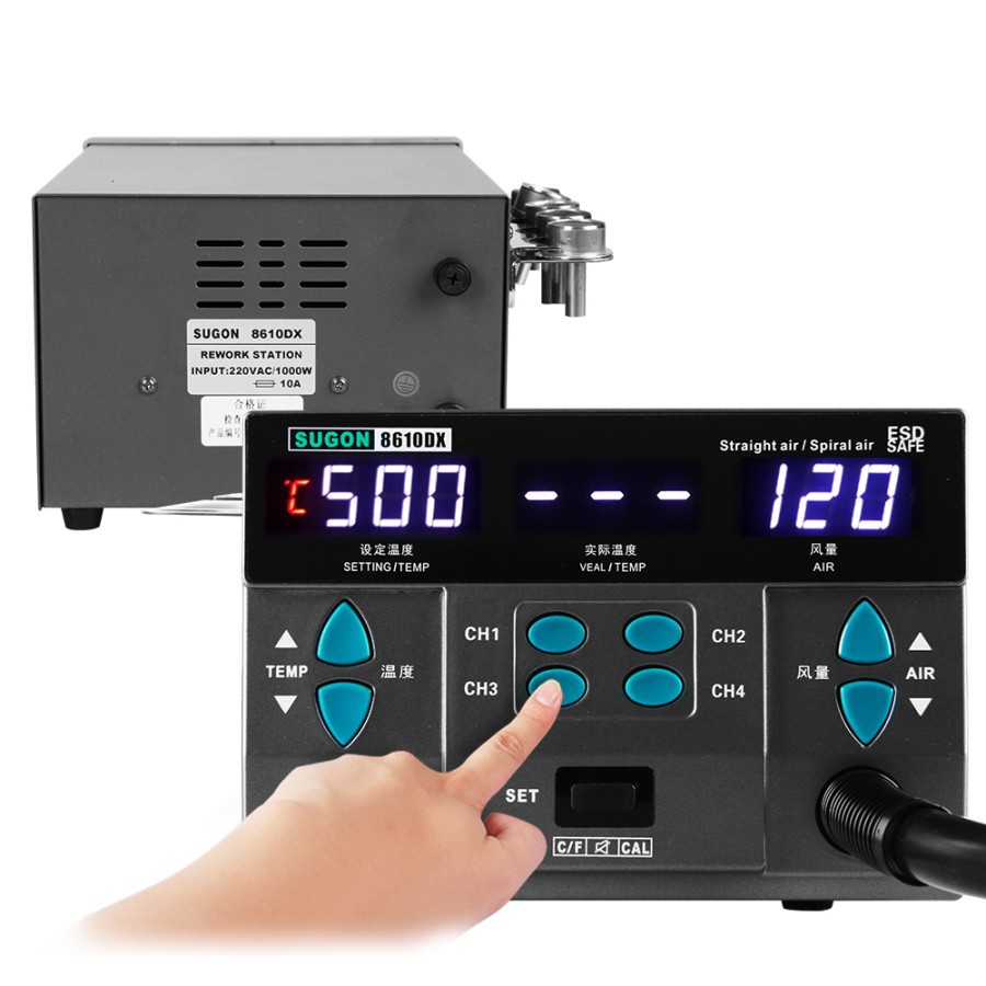 Blower uap solder sugon 4 channel automatic sleep digital 1000w 8610dx - Hot air sdm rework station