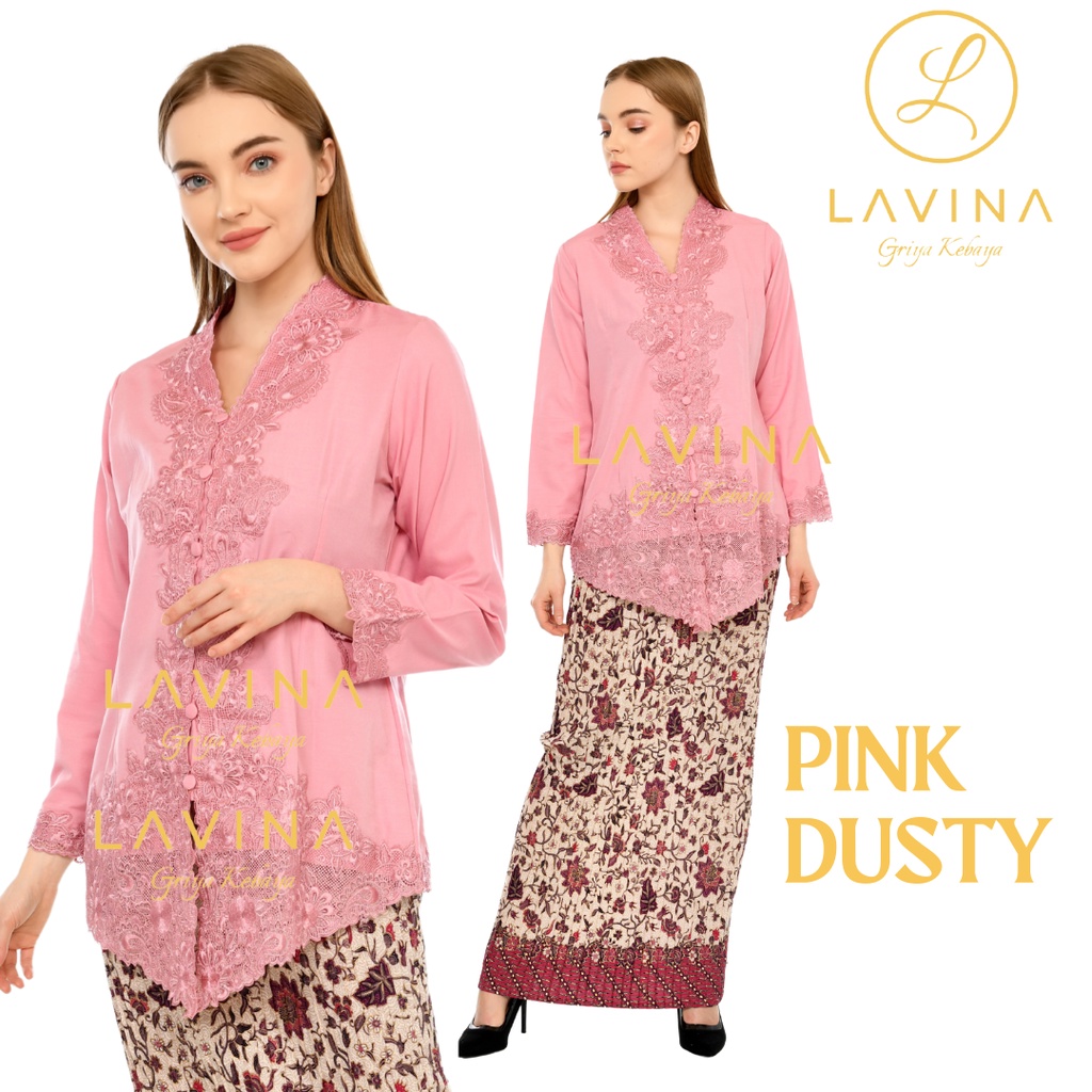 (BISA COD – REALPICT) KEBAYA ENCIM PINK DUSTY BORDIR UKURAN SAMPAI XXXXXL