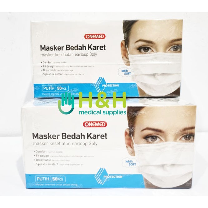 Masker medis Onemed / Masker Earloop 3ply / Masker Onemed Earloop / Masker Bedah Kesehatan / Surgical Mask / Masker 3ply / Masker Bedah 3ply / Masker Mask