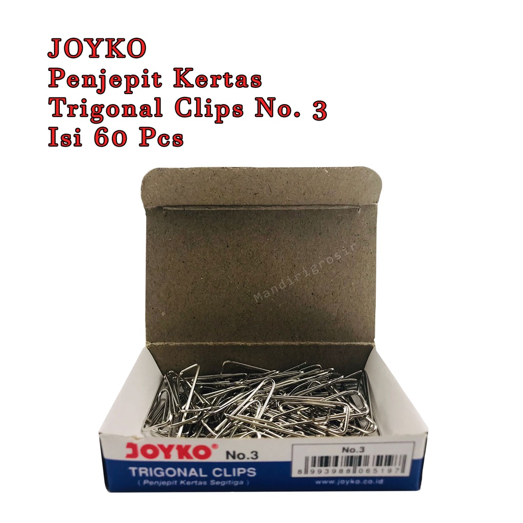 Penjepit Kertas * JOYKO * Kertas Klip * Trigonal Clips * No. 3 * 60 Pcs