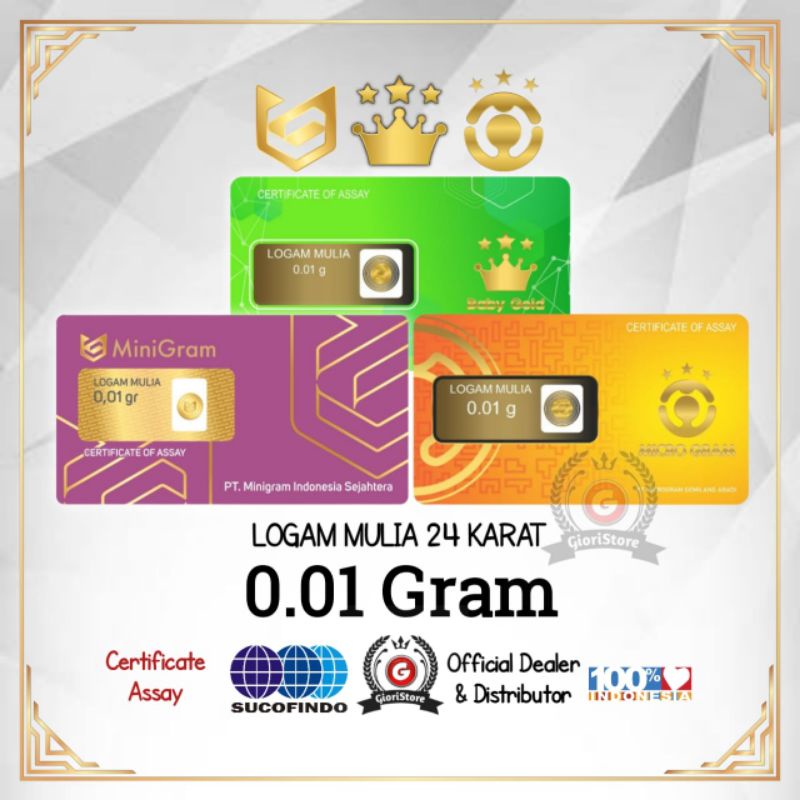 EMAS INI 0.01 GRAM LOGAM MULIA 24 KARAT DIJAMIN ASLI ORIGINAL