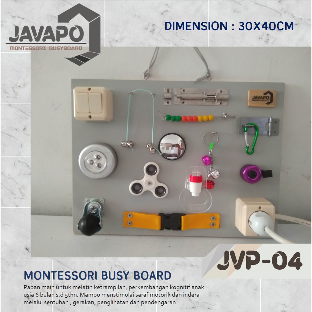 

Busy Board I Aesthetic I Montessori I Papan Main – Uk. 30x40cm JVP-04