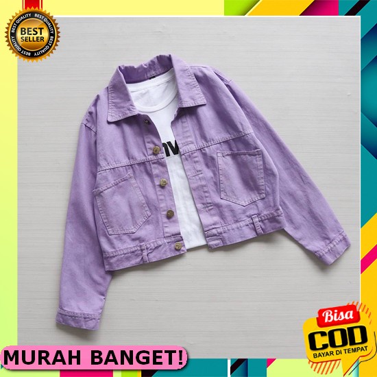 Jaket Wanita Jeans Oversize Import Jins Jacket Lepis Cewek Jumbo Qw958 Jim'S - Jaket Jeans Crop, Ar 