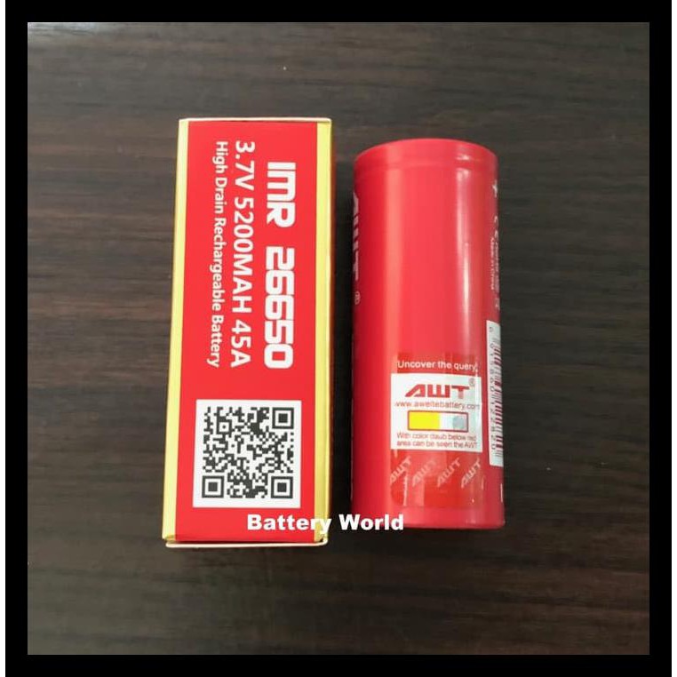 Battery / Batere AWT 26650 5200mAh 45A Original (Bukan 18650) Kode 309