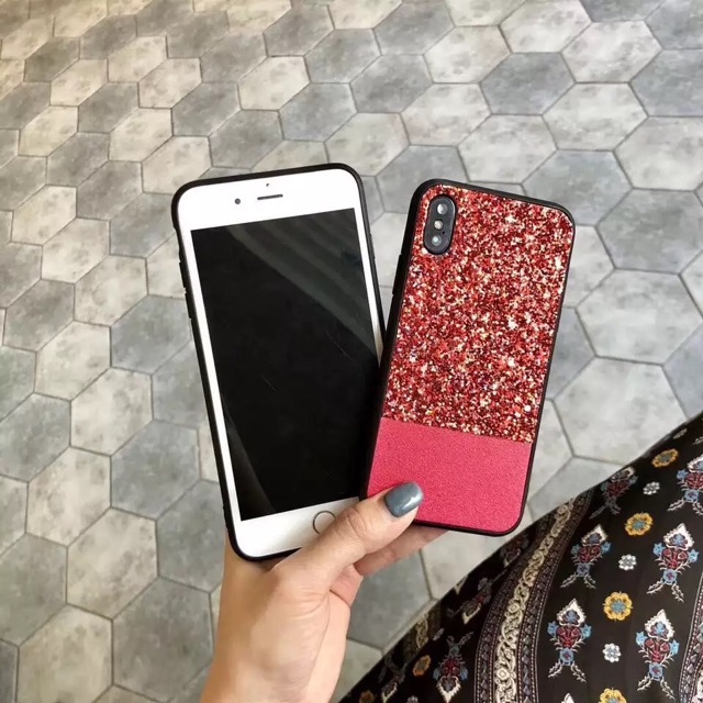 GLITTER CASE (WARNA MERAH) 6/6s/6+/6+s/7/7+/8/8+/X OPPOF1s