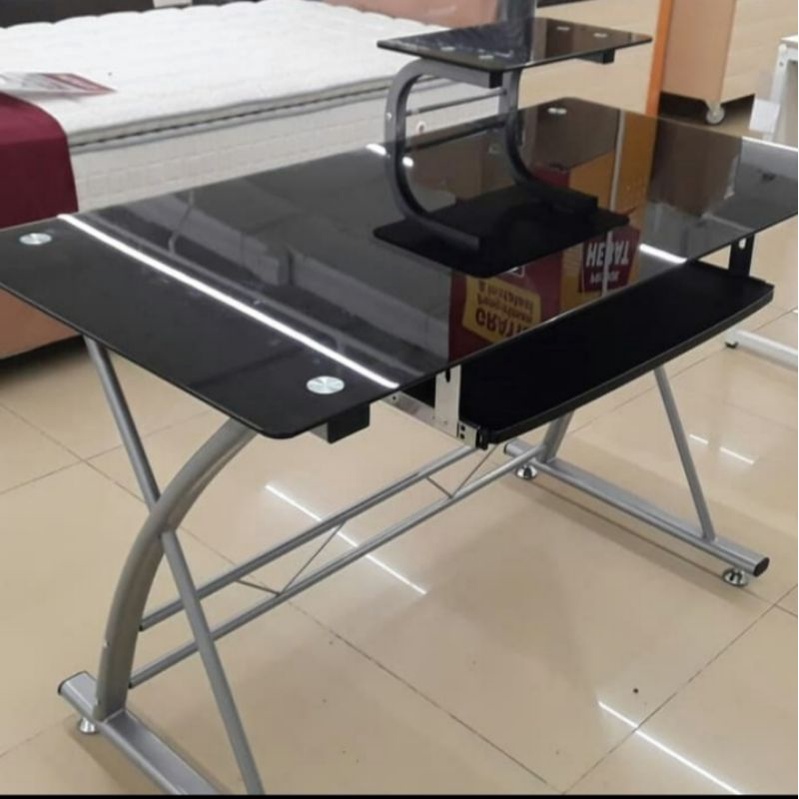 Meja Komputer Informa Hazel desk glass black hitam meja kantor meja kerja meja belajar meja guru mej