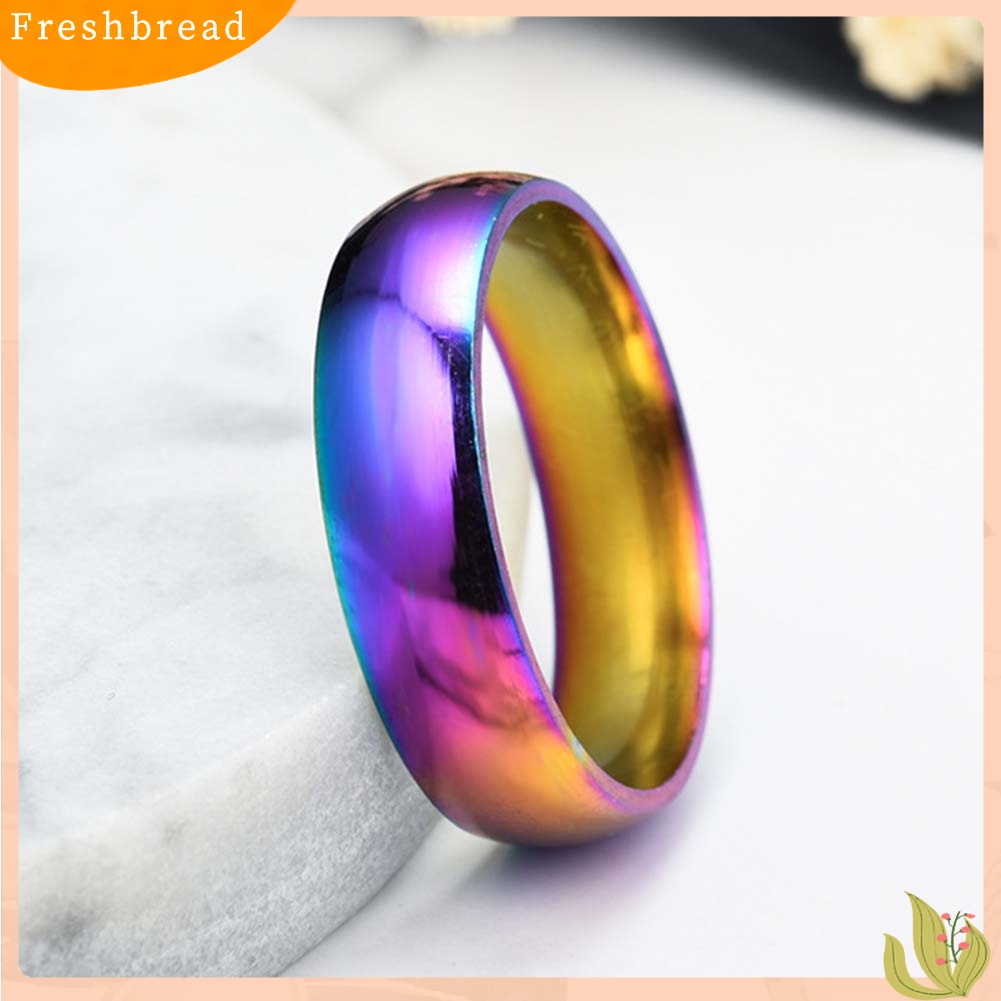 [TERLARIS]Fashion Rainbow Dome Stainless Steel Finger Ring Couple Wedding Jewelry Gift