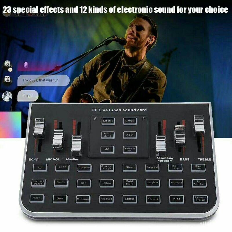 Sale Microphone F8 Sound card Audio Handphone Komputer Live Wired condenser DI JAMIN 100% ORY SUARA SANGAT BAGUS