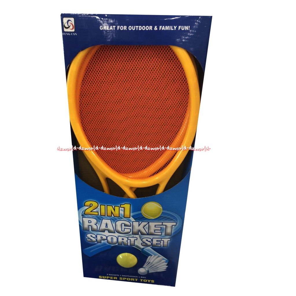 2 In 1 Racket Sport Set Raket Plastik Bening 2Pcs Bermain Bersama Keluarga