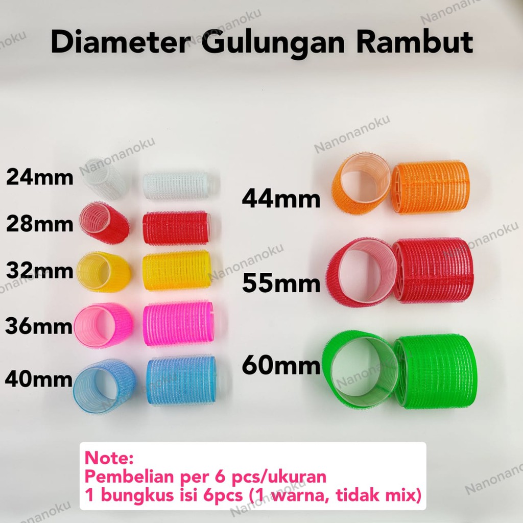 [6 pcs/ukuran] Gulungan/Roll Rambut/Hair Curler banyak ukuran