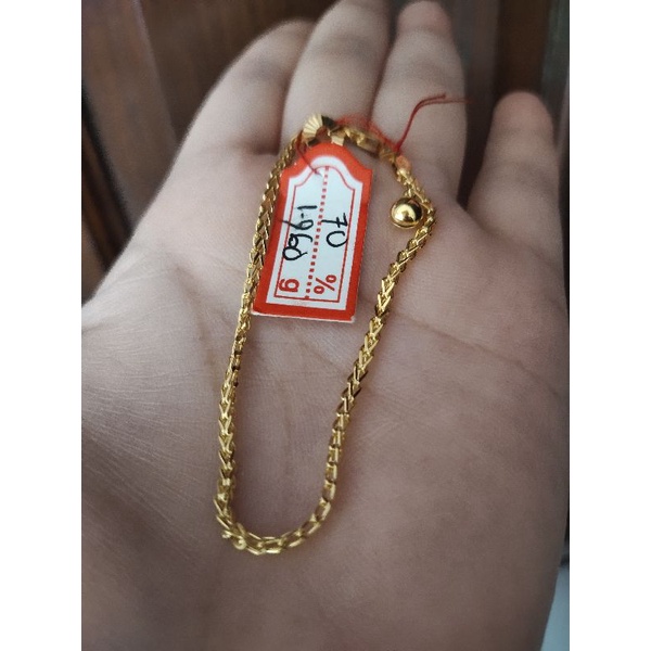 gelang rantai 2gram an emas asli kadar 70% kuning