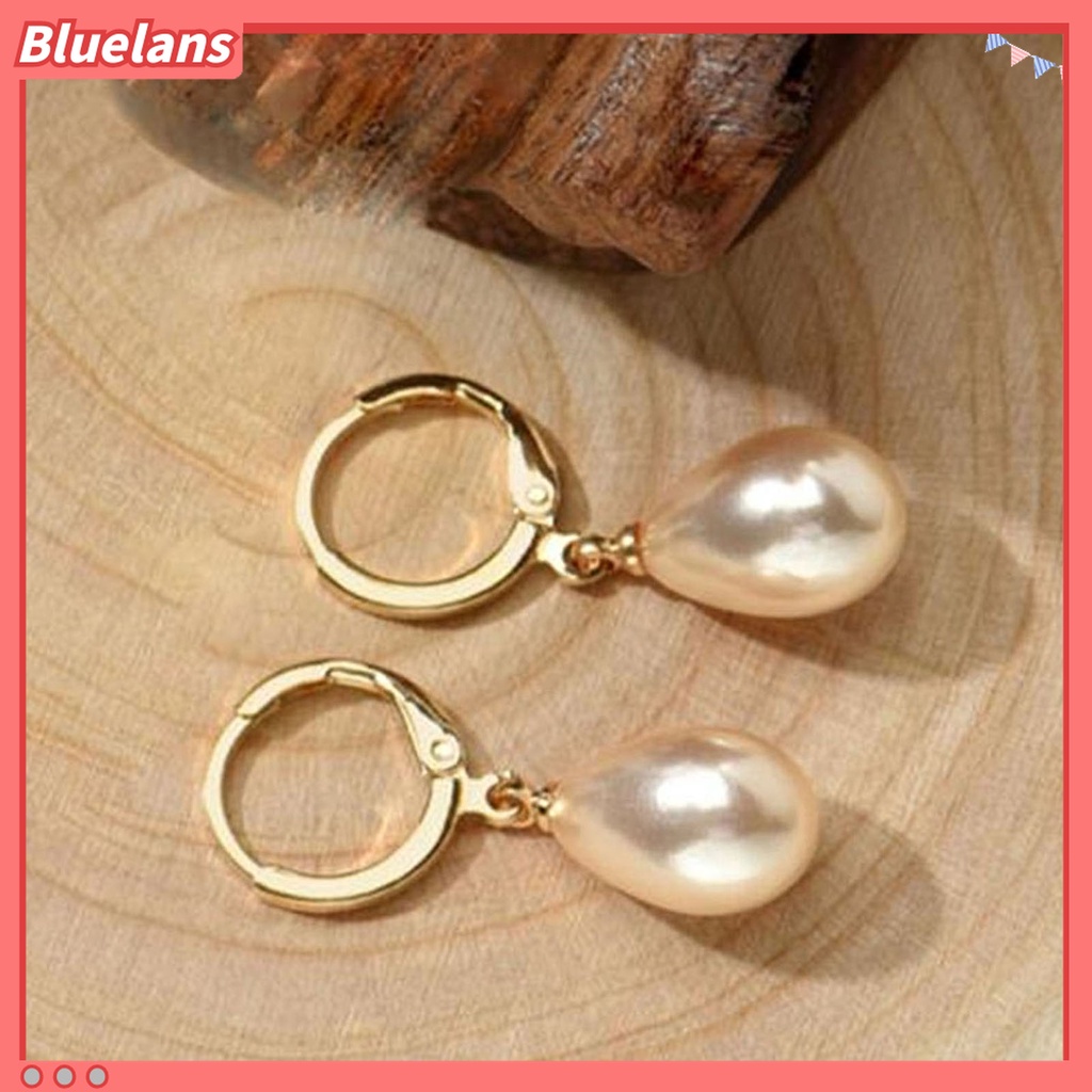 1 Pasang Anting Mutiara Imitasi Bahan Alloy Untuk Perhiasan
